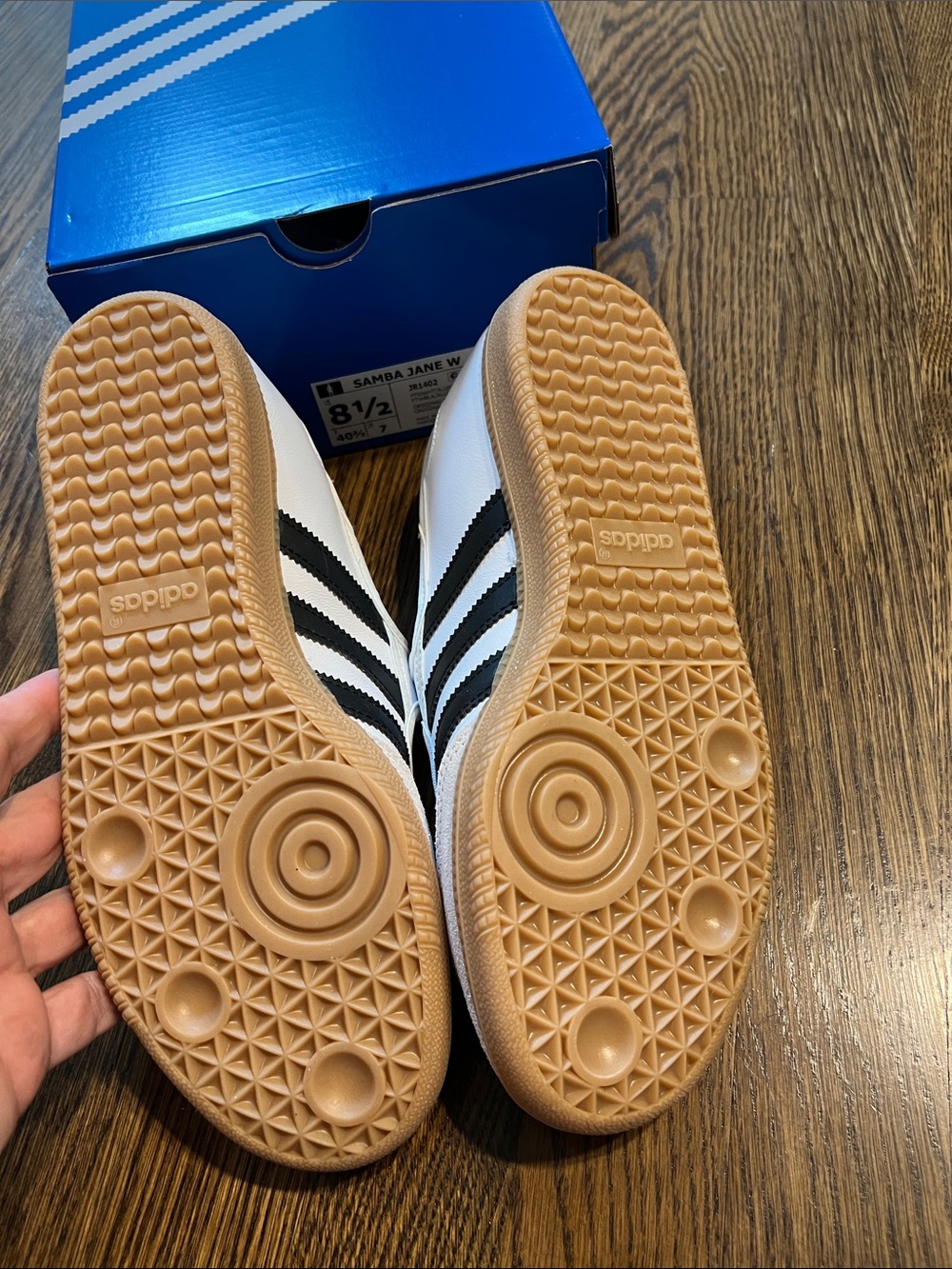 adidas Samba White Mary-Jane Sneaker with Black Stripes Gum Sole. NWT. Size 8.5 - Picture 10 of 13